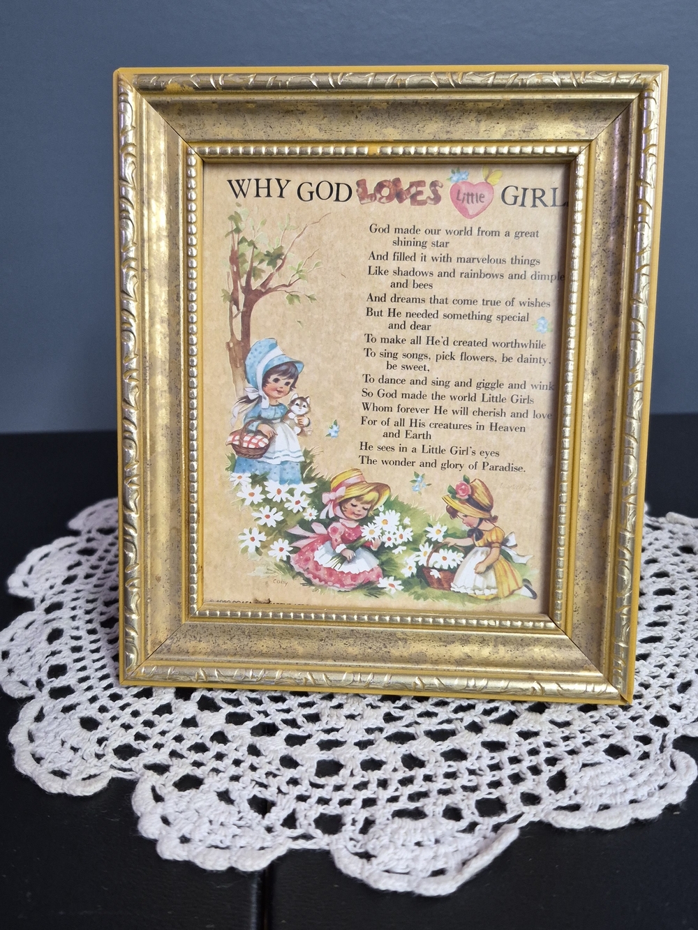 Gold Framed "Why God Loves Little Girl" Wall Art